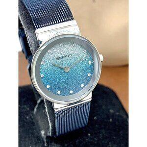 Bering Women's Watch 10126-3073 Quartz Silver Blue Dial Steel Petite 25mm